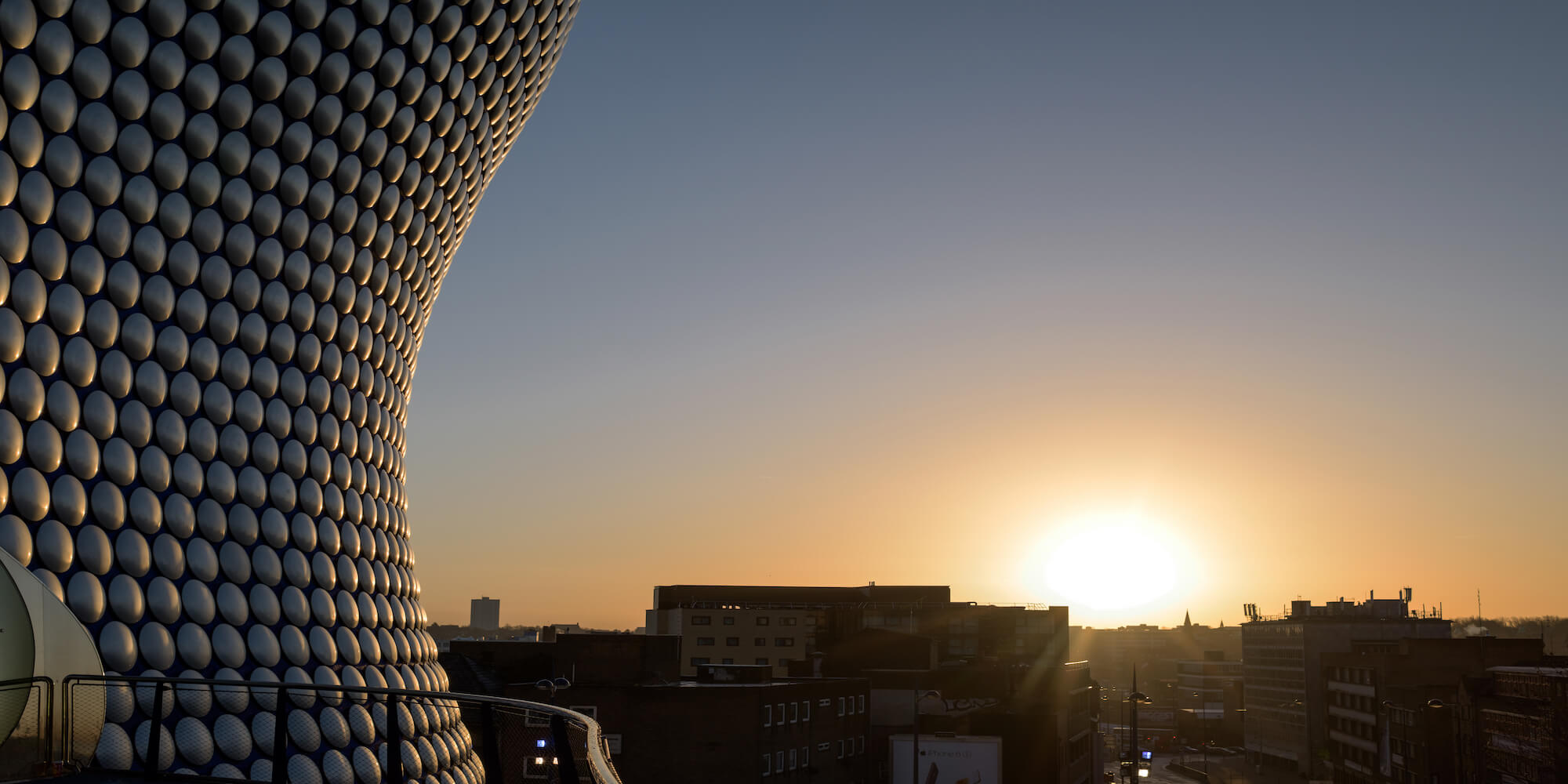 Birmingham city skyline sunrise